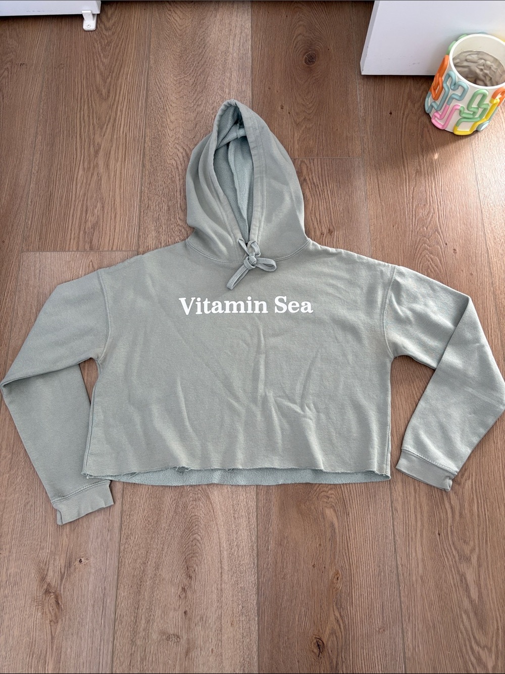 Coastal Culture - Vitamin Sea Cropped Hoodie Sweatshirt - Sage Green